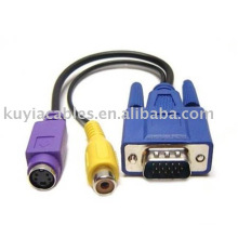 PC VGA para RCA Splitter Cabo S-Video AV TV Adapter Converter